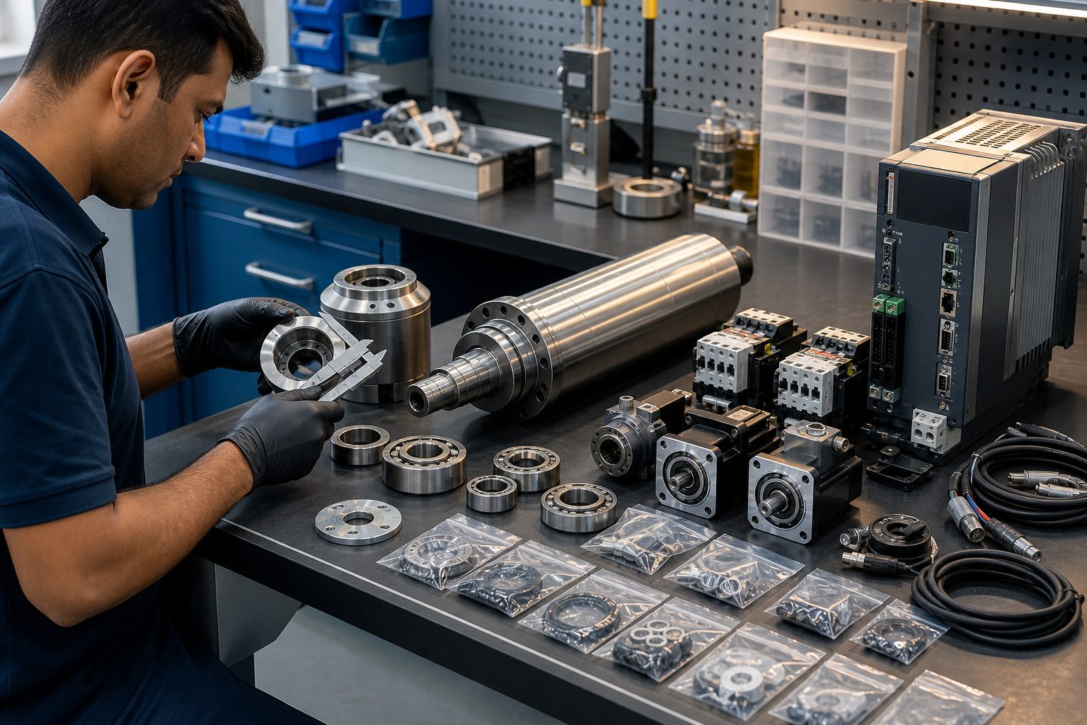 Spare-parts sourcing inspection in a CNC workshop