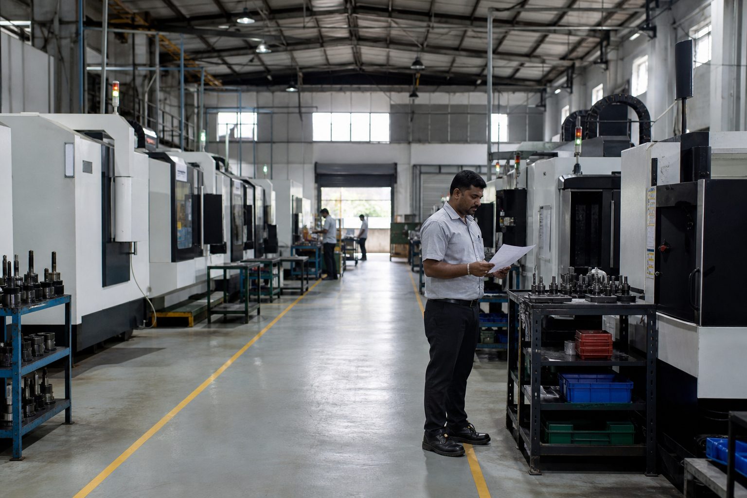 CNC production line and machine service area